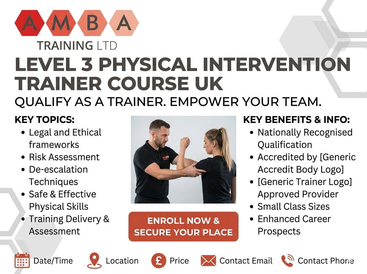 Level 3 physical intervention trainer course UK
